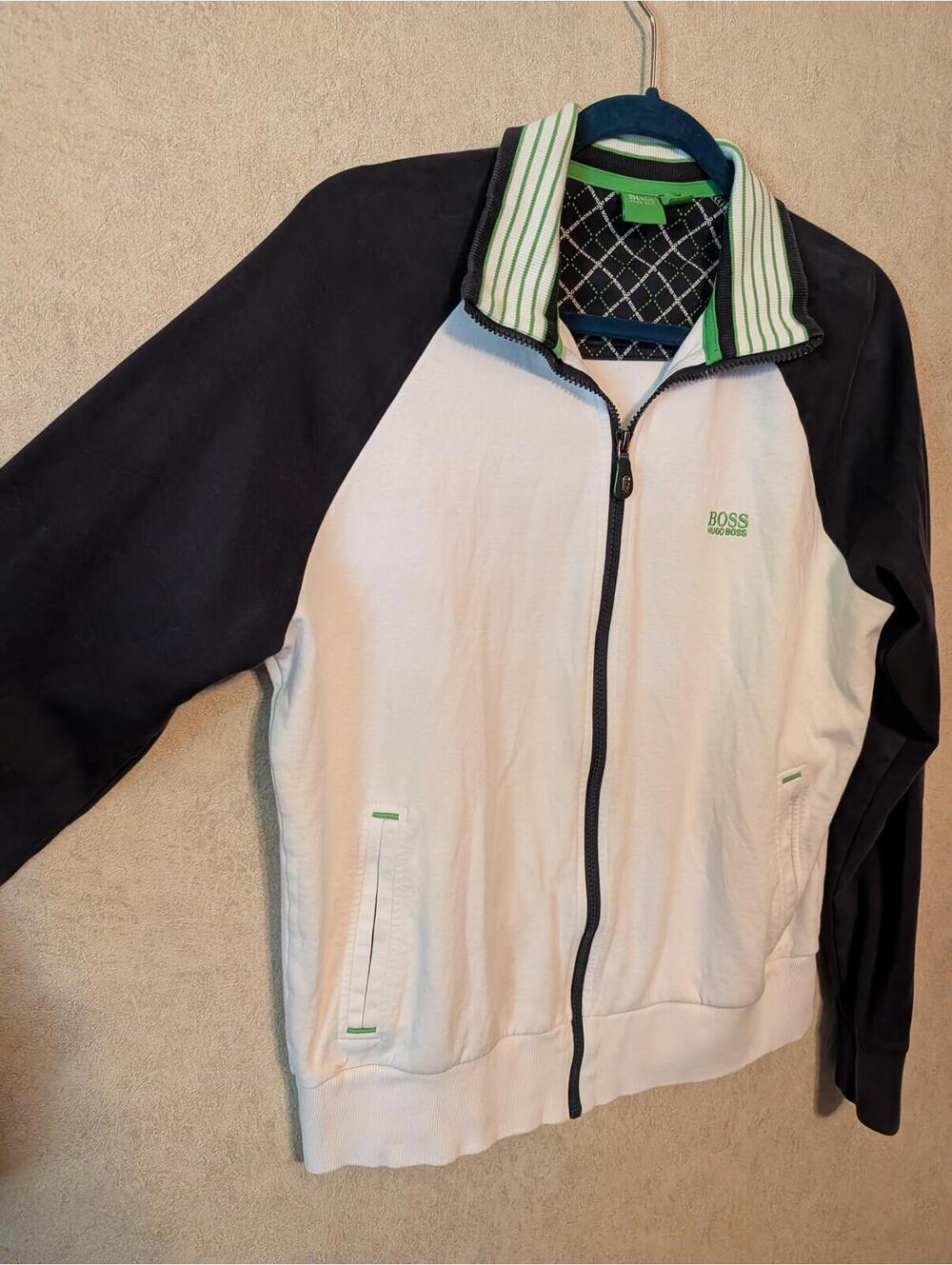 BOSS HUGO BOSS Mens white blue green zip up jacket sz M - Picture 2 of 6